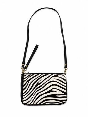 Italian Genuine Leather Hair-On Zebra Crossbody Bag Made in Italy Retro